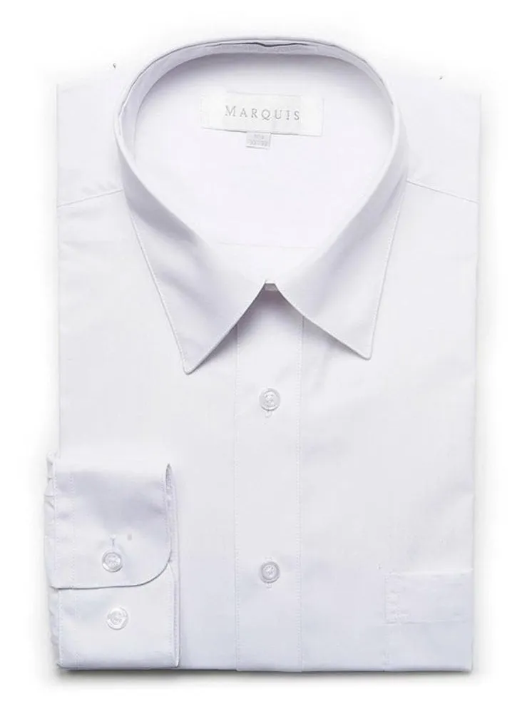 Marquis Mens Classic Fit Solid White Cotton Blend Dress Shirt