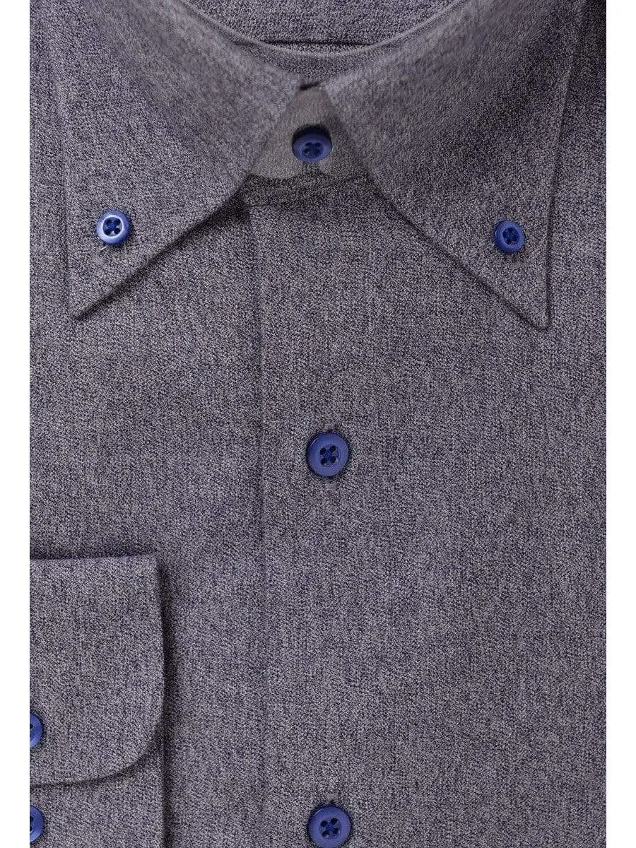 Mens 100% Cotton Solid Heather Blue Classic Fit Dress Shirt