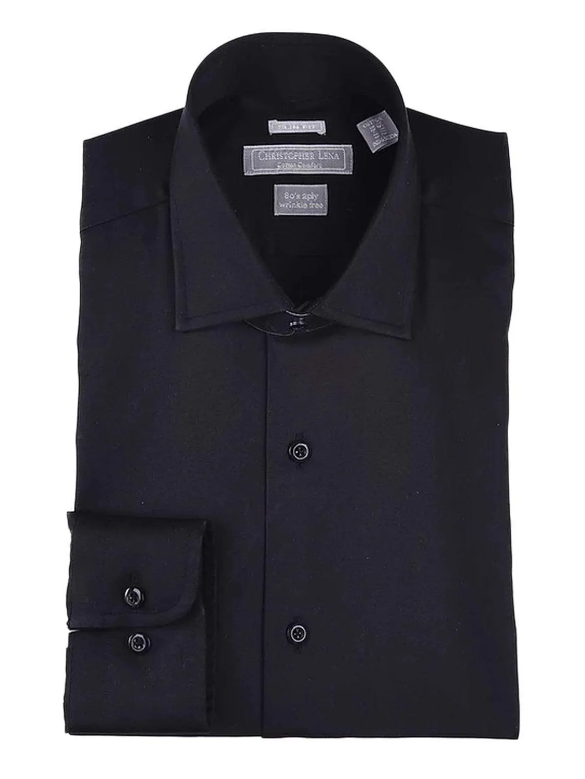 Mens Contemporary Fit Solid Spread Collar Cotton Wrinkle Free Dress Shirt