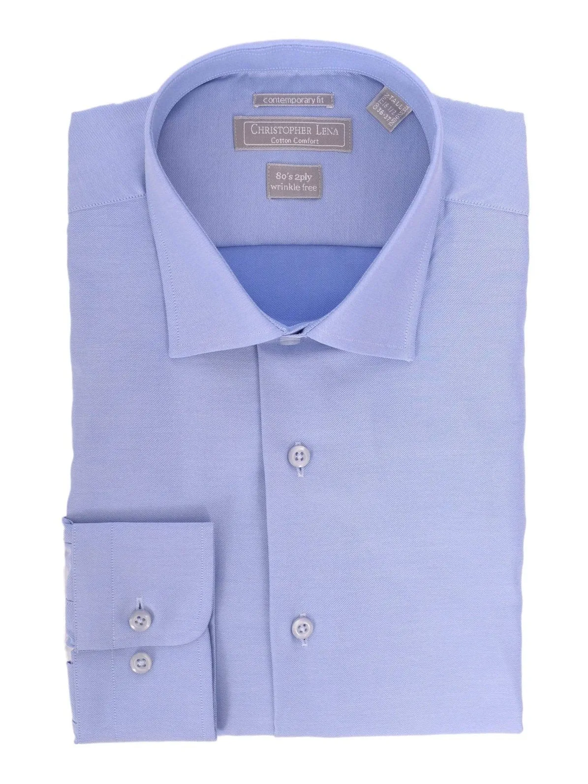 Mens Contemporary Fit Solid Spread Collar Cotton Wrinkle Free Dress Shirt