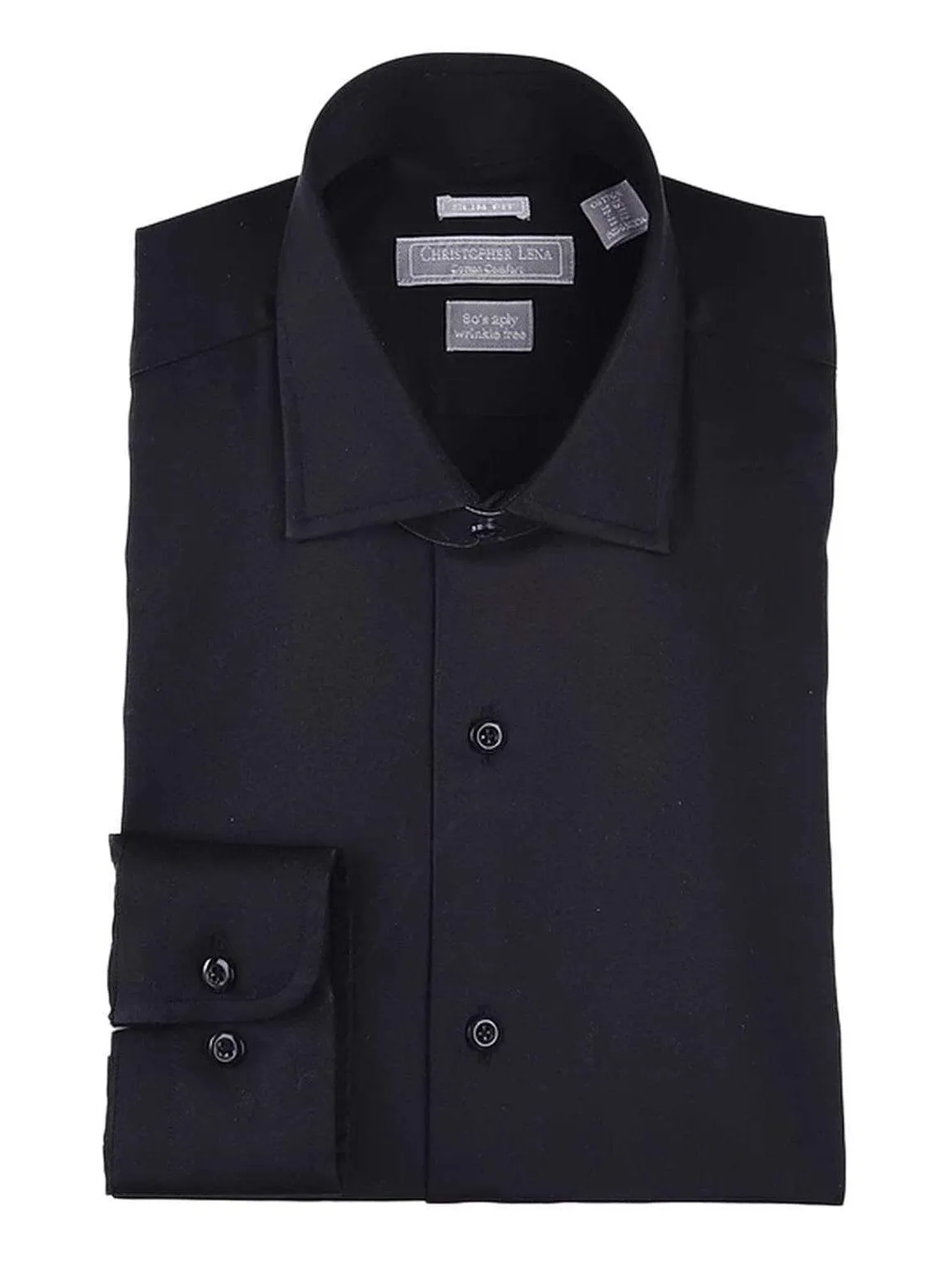 Mens Contemporary Fit Solid Spread Collar Cotton Wrinkle Free Dress Shirt