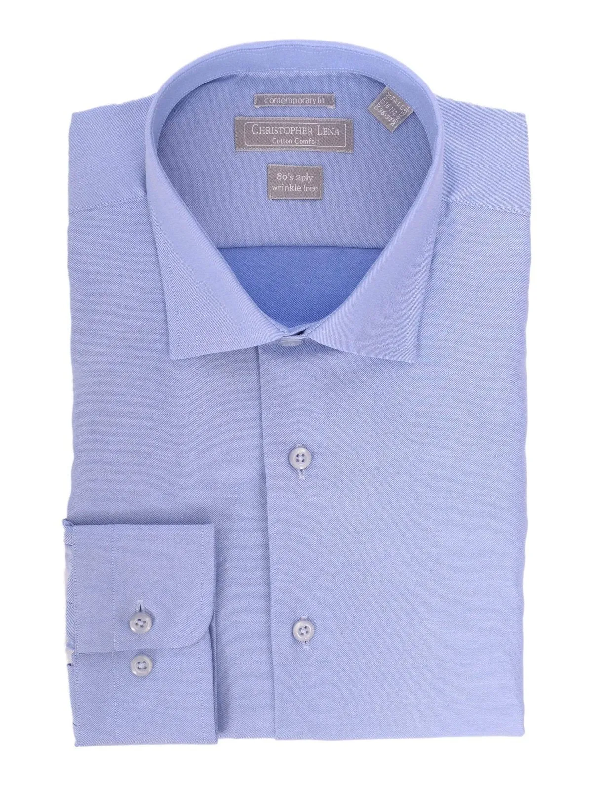 Mens Contemporary Fit Solid Spread Collar Cotton Wrinkle Free Dress Shirt