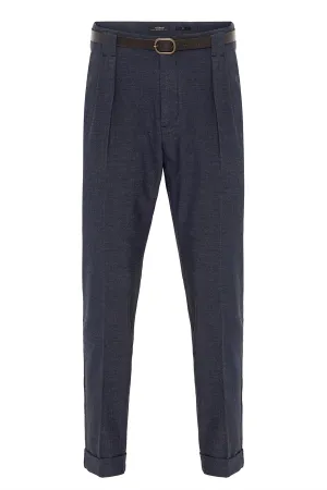 Men's Indigo Belted Double Cuff Pants - Wessi