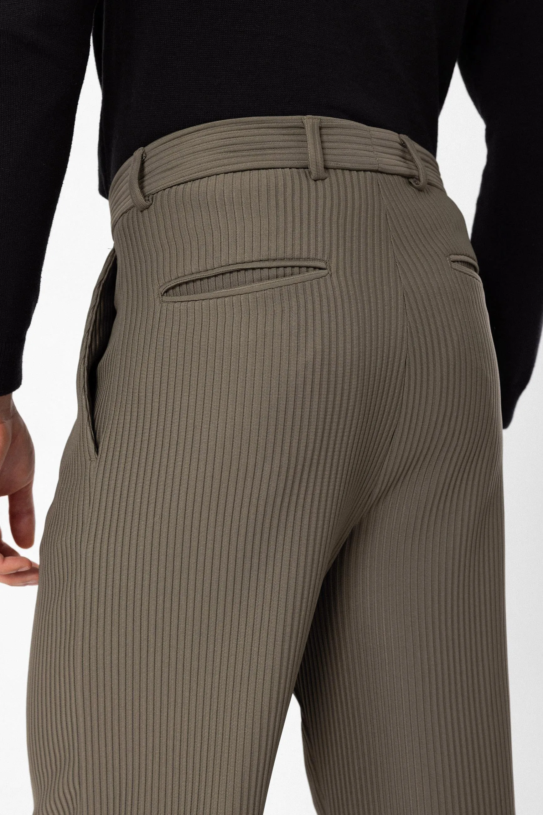 Men's Khaki Ribbed  Pants - Wessi