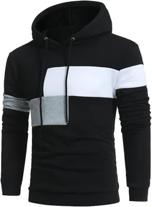 Men's Novelty Color Block Comfortable Pullover Sport Coat Drawstring Hoodie Sport HoodedTracksuit 137375
