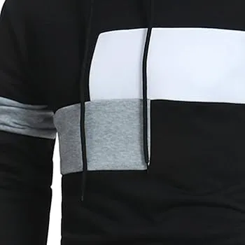 Men's Novelty Color Block Comfortable Pullover Sport Coat Drawstring Hoodie Sport HoodedTracksuit 137375