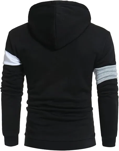 Men's Novelty Color Block Comfortable Pullover Sport Coat Drawstring Hoodie Sport HoodedTracksuit 137375