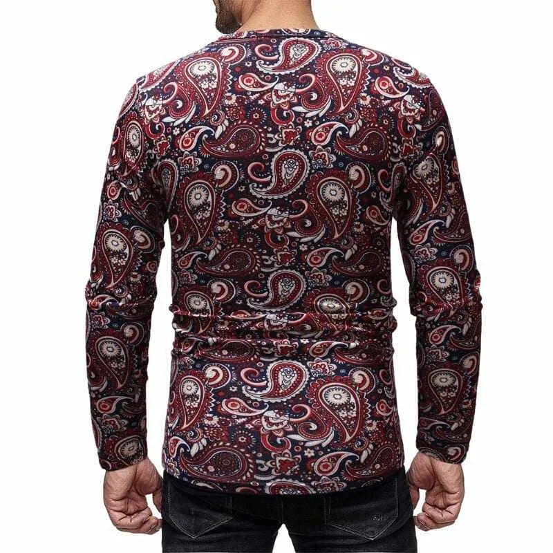 Men's Spring Printed Long-sleeve Simple Round Neck Shirts