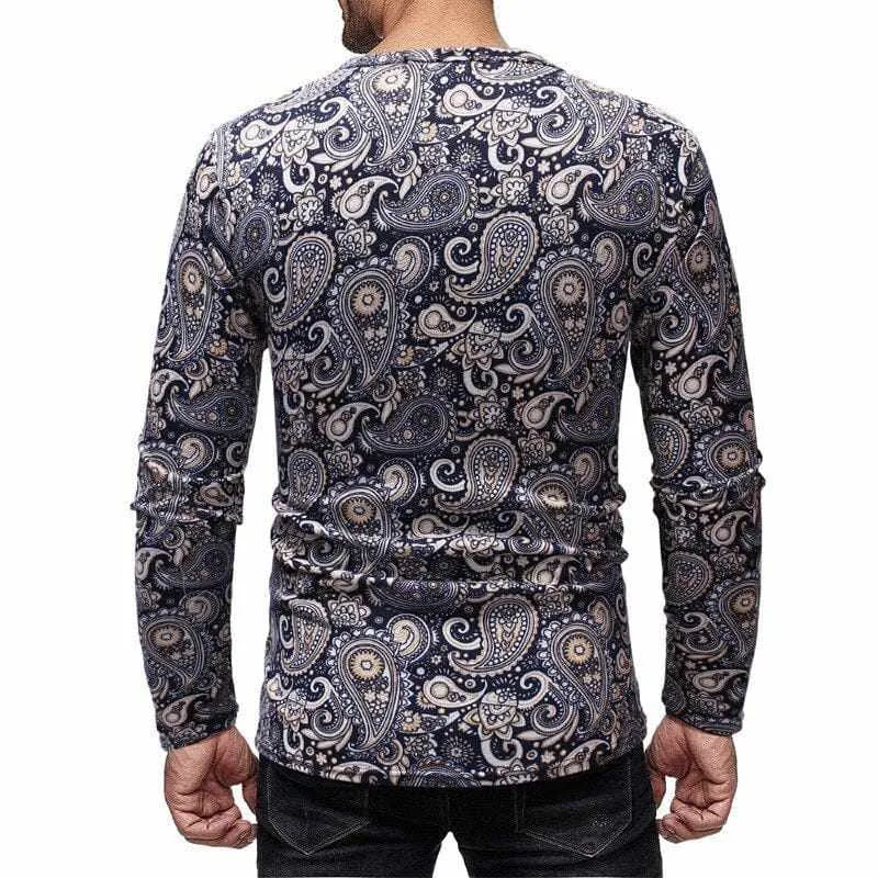 Men's Spring Printed Long-sleeve Simple Round Neck Shirts