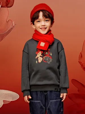 minibala Toddler Unisex Comfortable plush warm cute long-sleeved sweatshirt winter