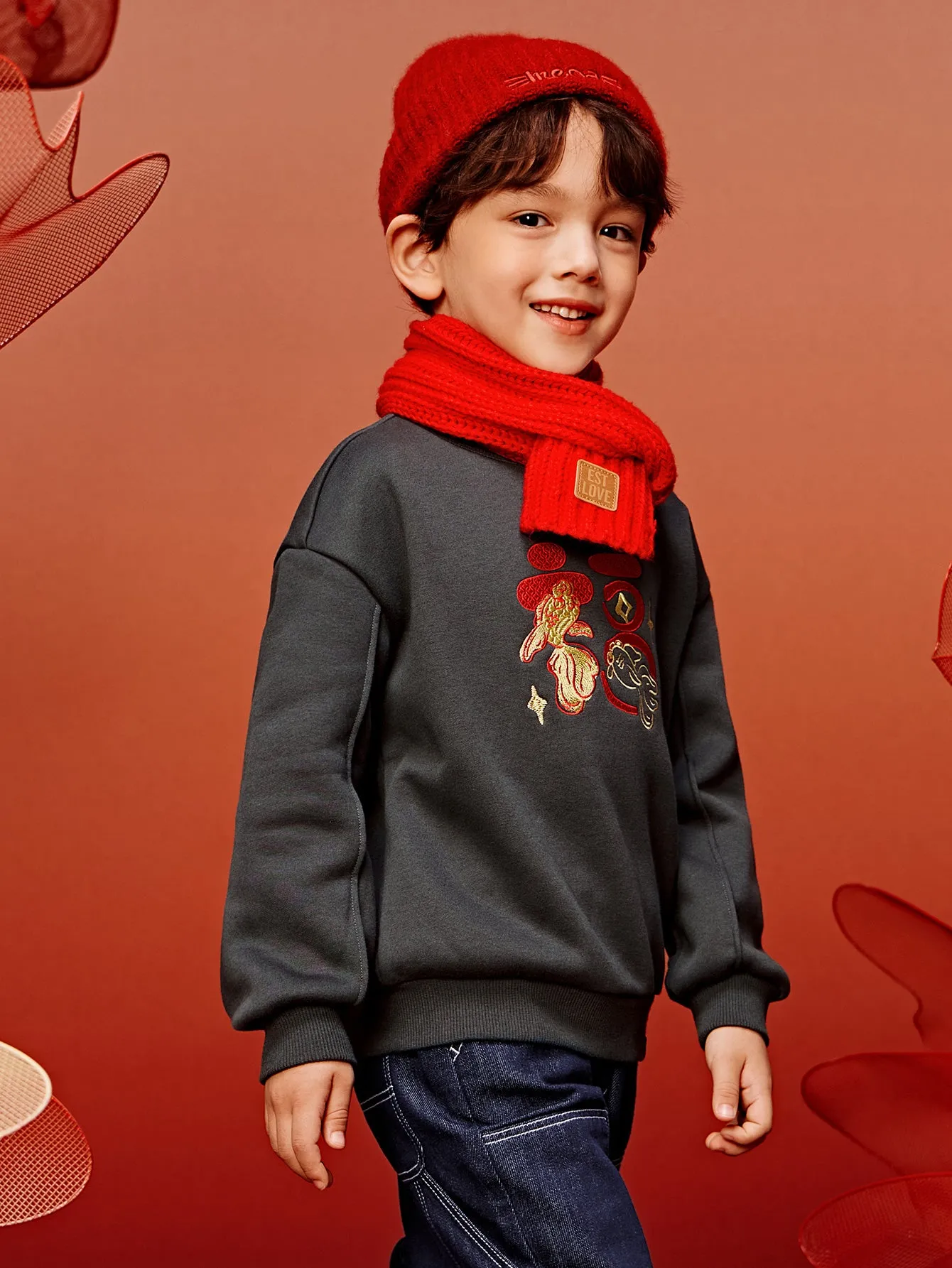minibala Toddler Unisex Comfortable plush warm cute long-sleeved sweatshirt winter