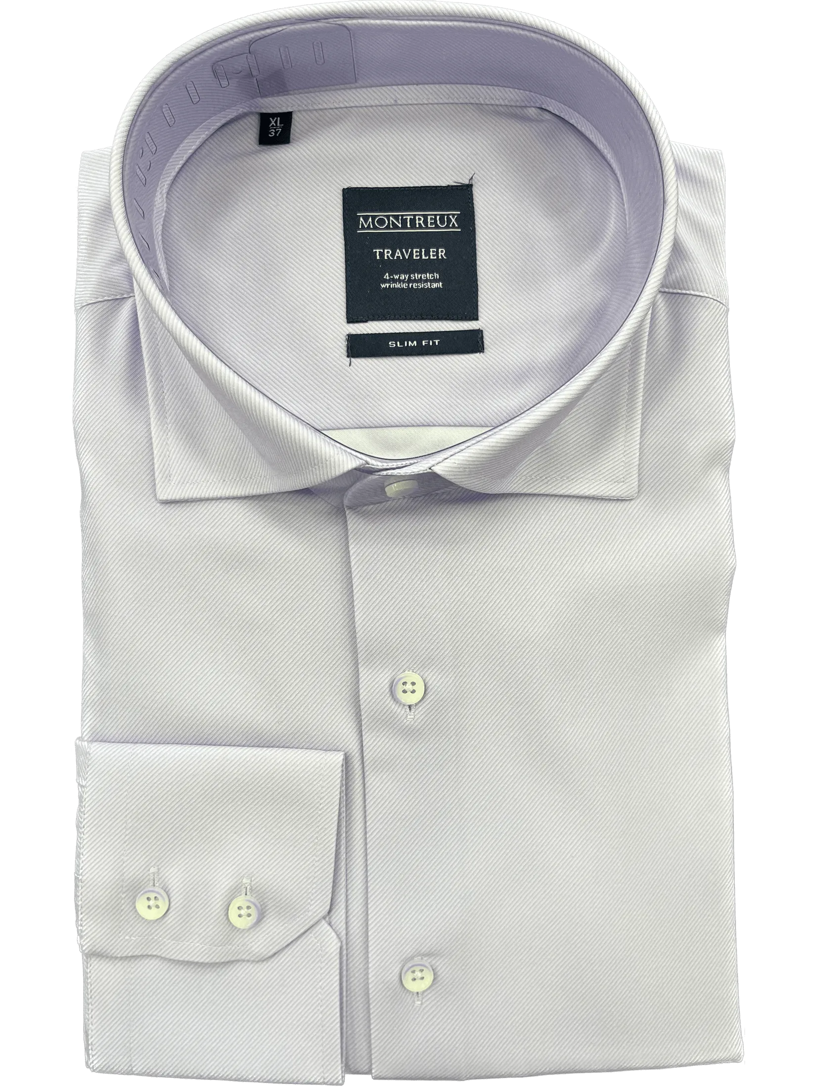 Montreux Mens Contemporary Fit Purple Spread Collar 4-way Stretch Dress Shirt