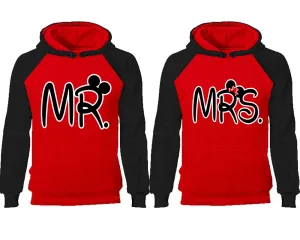 Mr. & Mrs. Couple Matching Raglan Hoodies – Comfortable Unisex Pullover | Sold Separately in Sizes & Colors