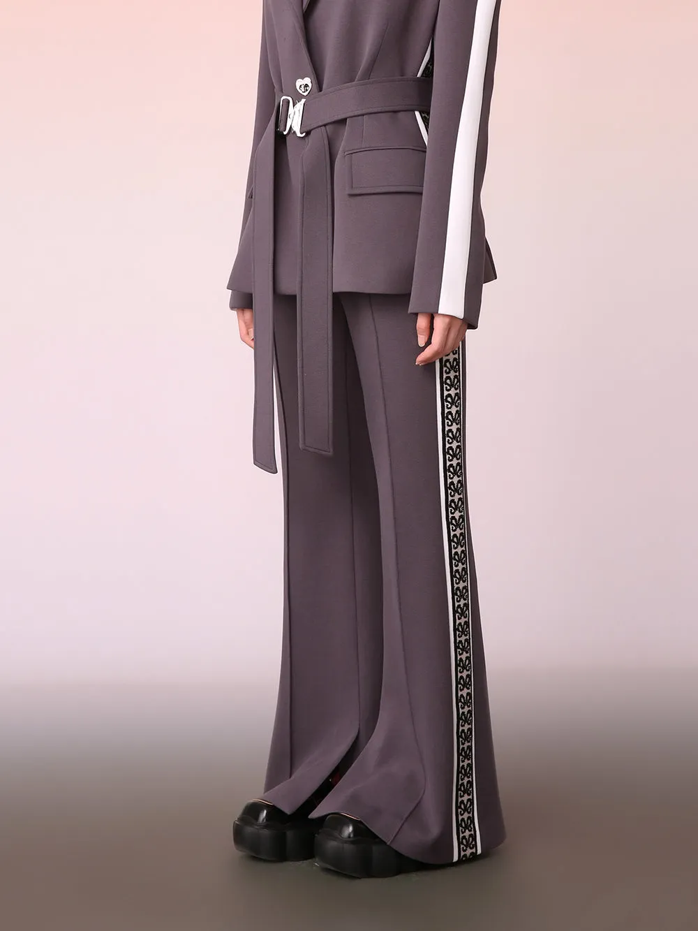 MUKZIN Spliced Casual Gray Versatile Bell Bottoms