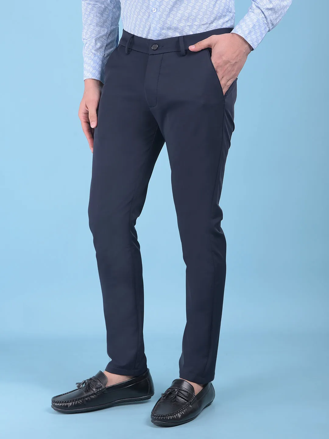 Navy Blue Stretchable Trousers