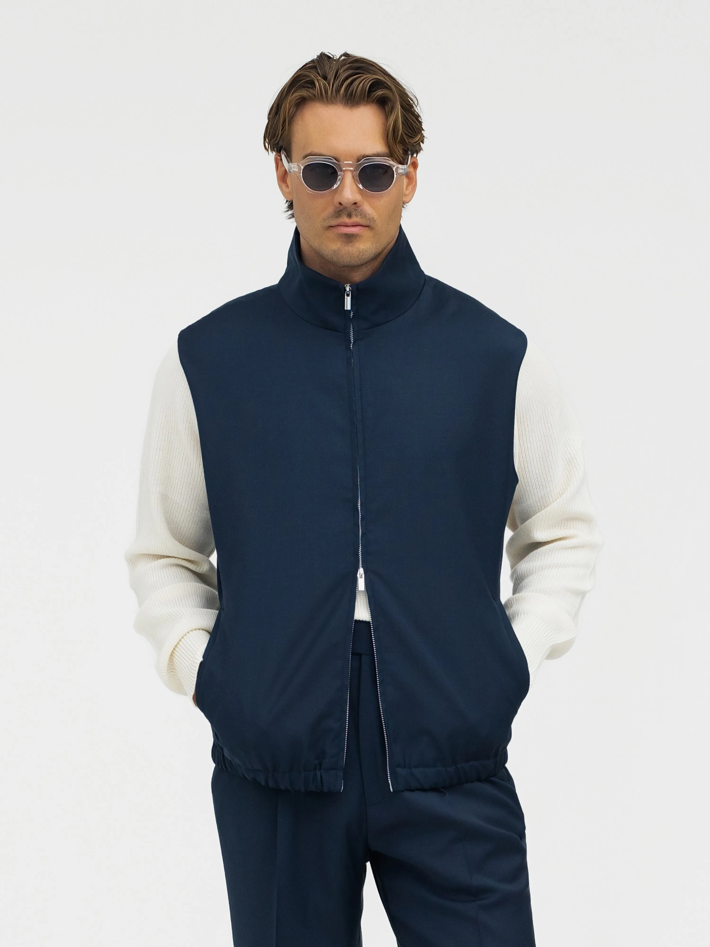 Navy S130 Wool Vest