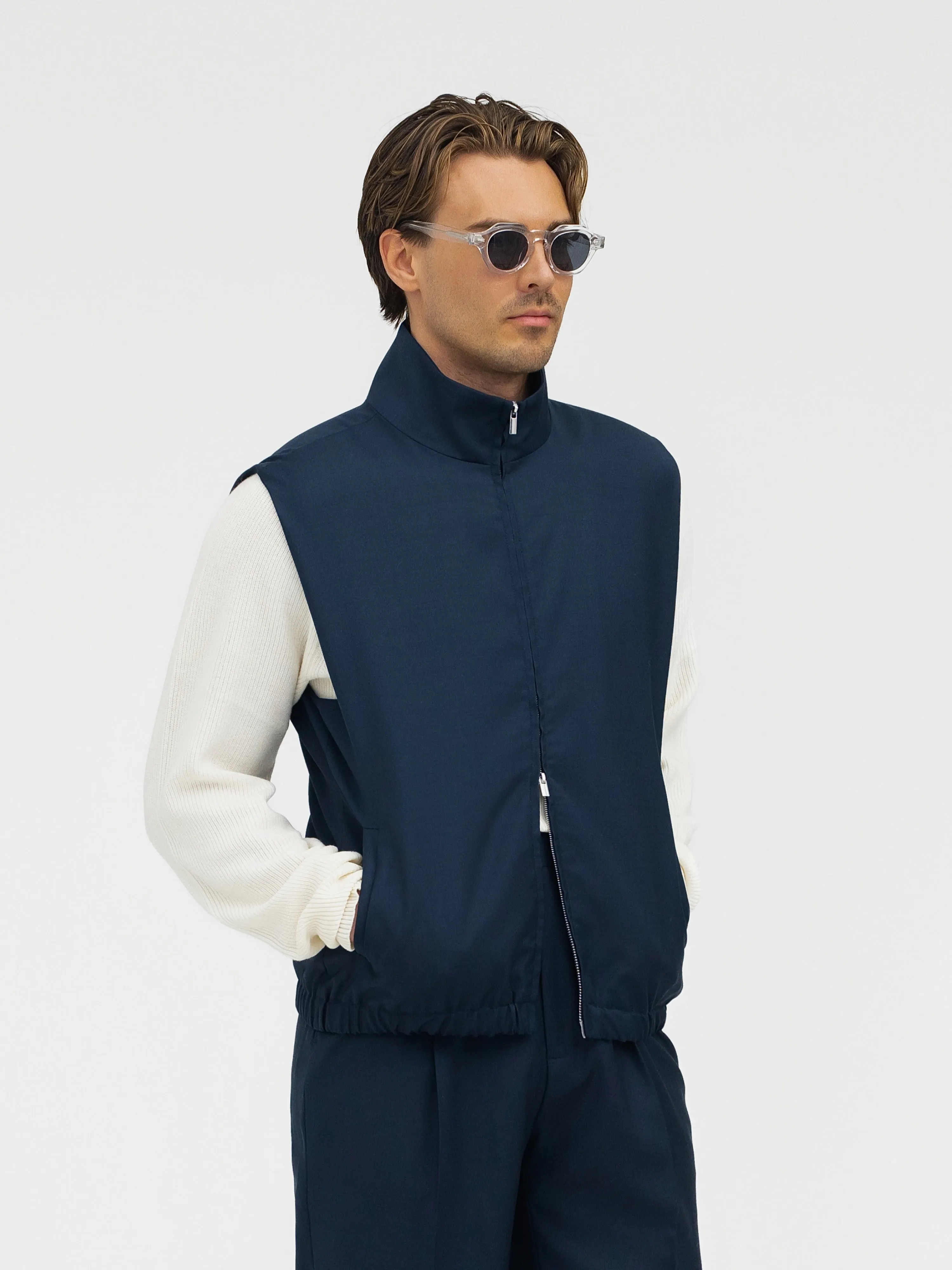 Navy S130 Wool Vest