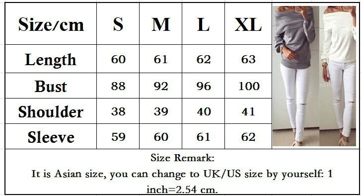 Off Shoulder Pure Color Long Sleeves Loose T-shirt Sweatshirt