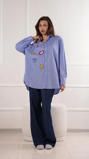 Oversized striped embroidered shirt wholesale