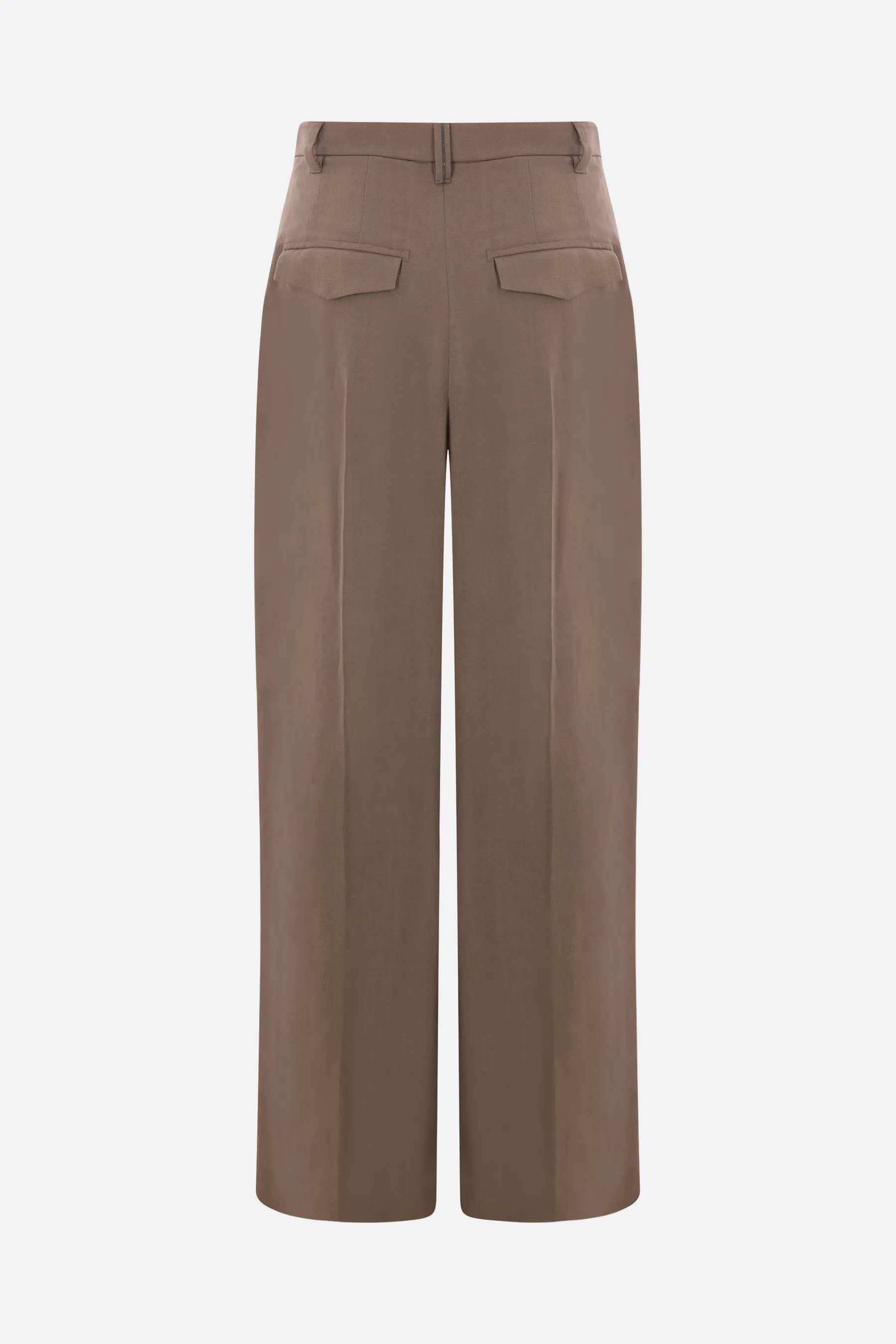 Pleated Linen Blend Trousers