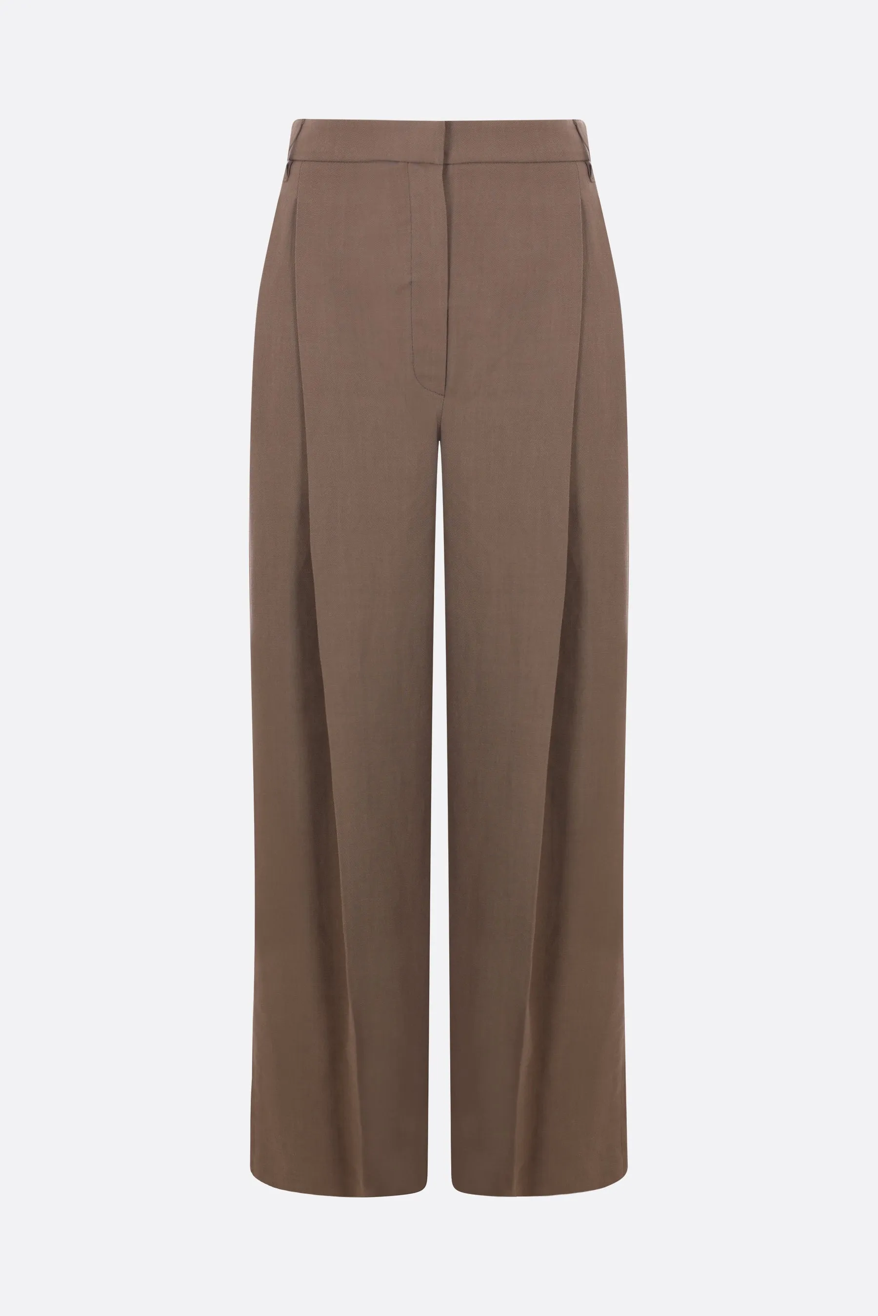 Pleated Linen Blend Trousers