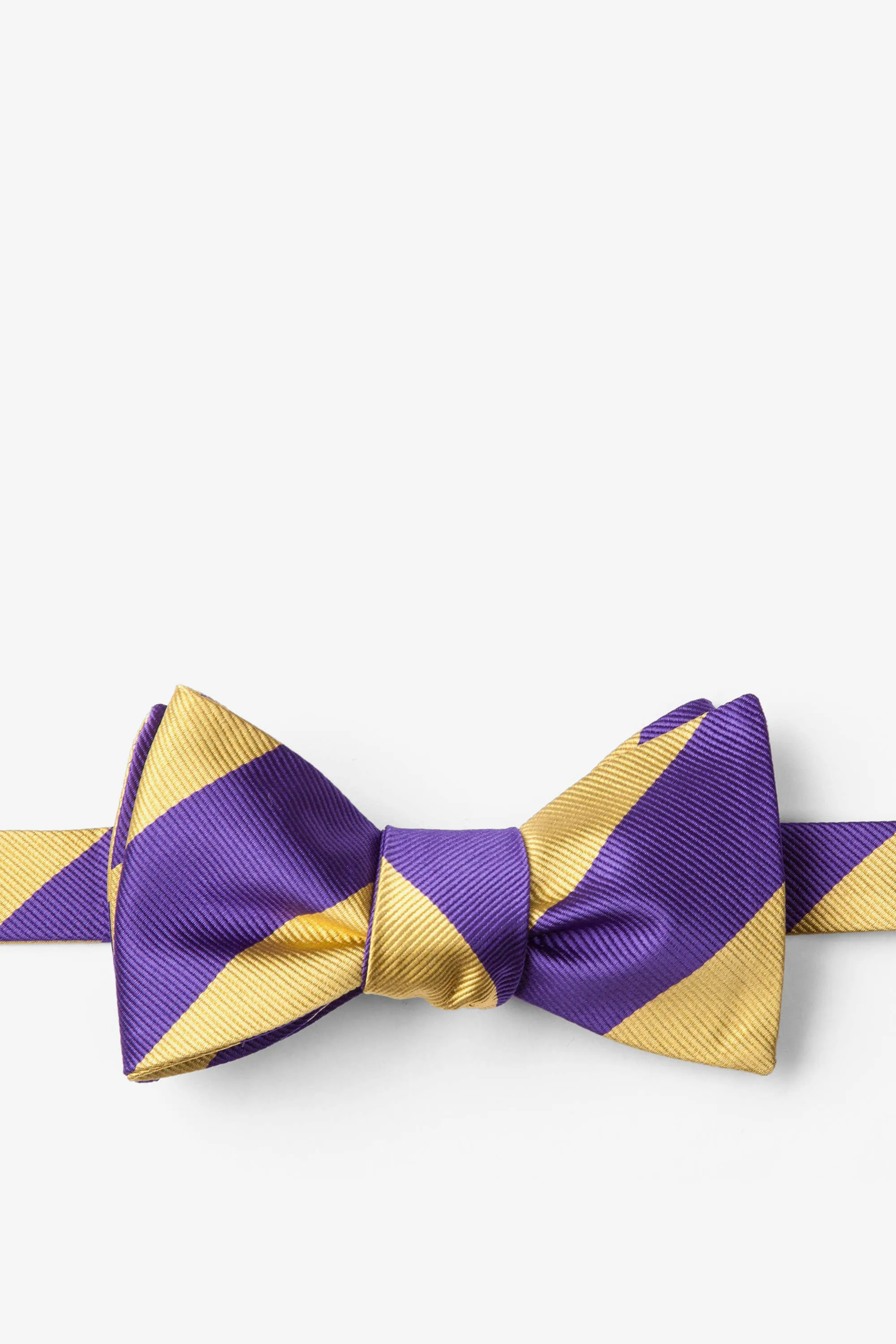 Purple and Gold Stripe - Collegiate Stripe Necktie: Self-tie Bowtie or Necktie