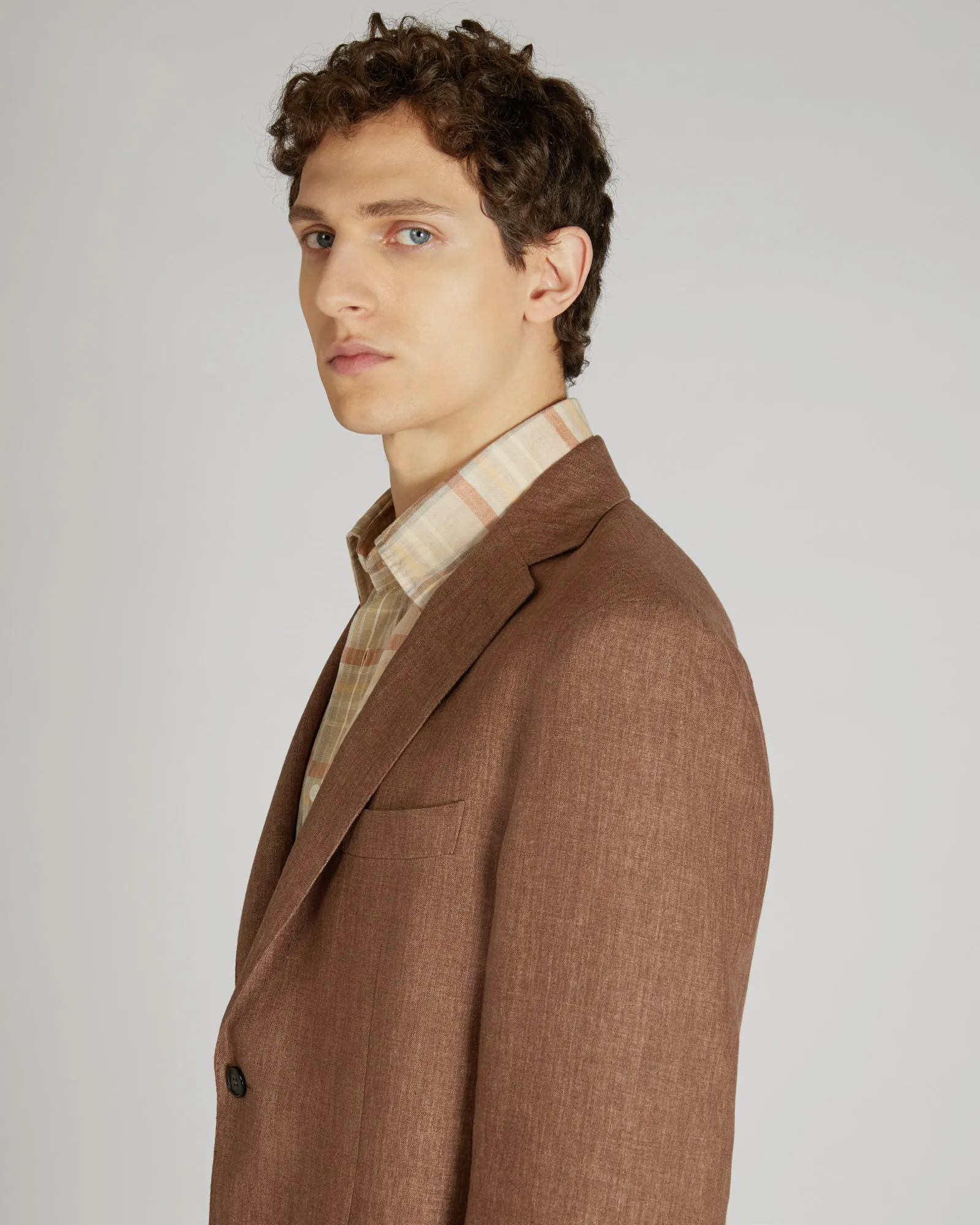 Regular-fit delavé linen jacket