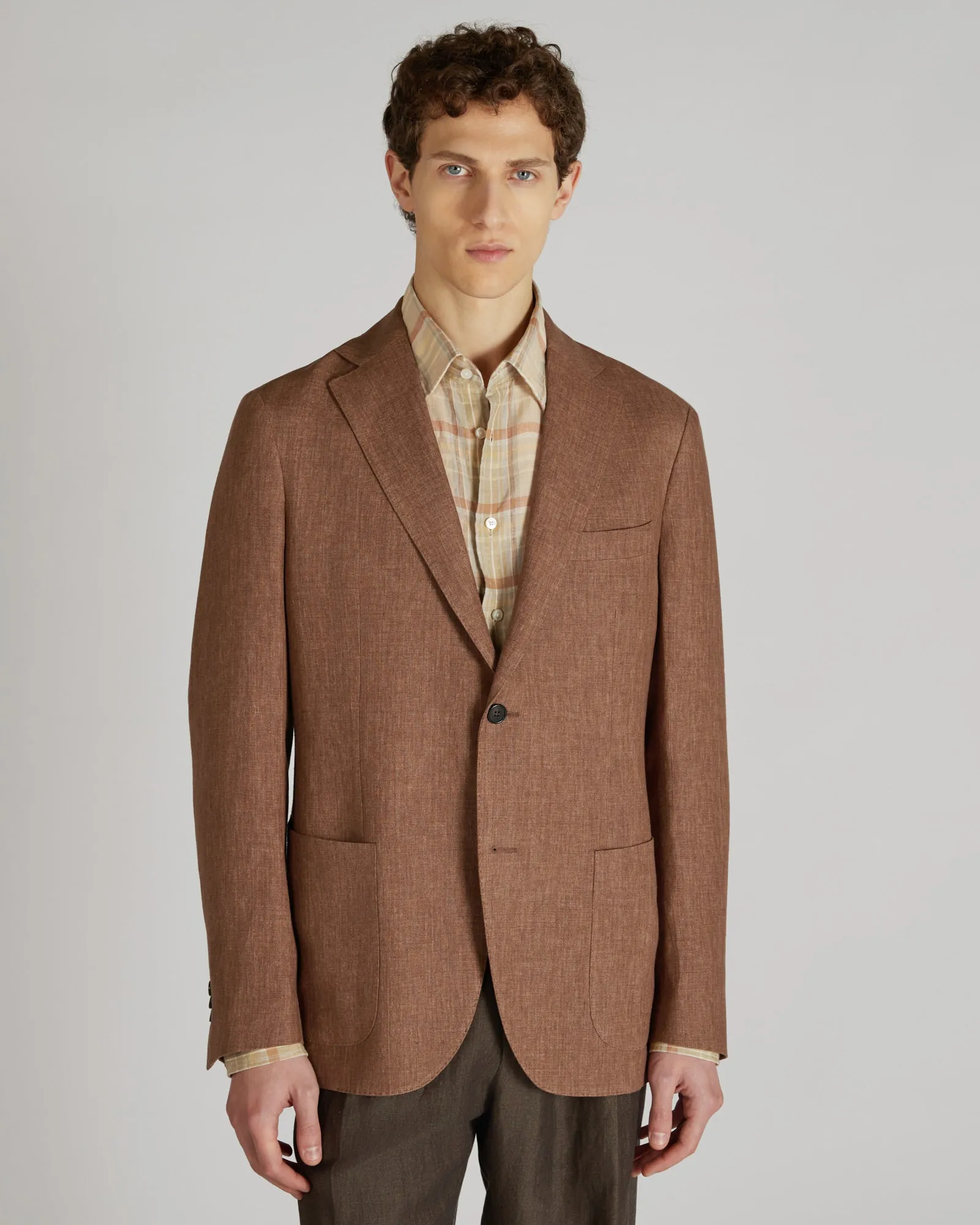 Regular-fit delavé linen jacket