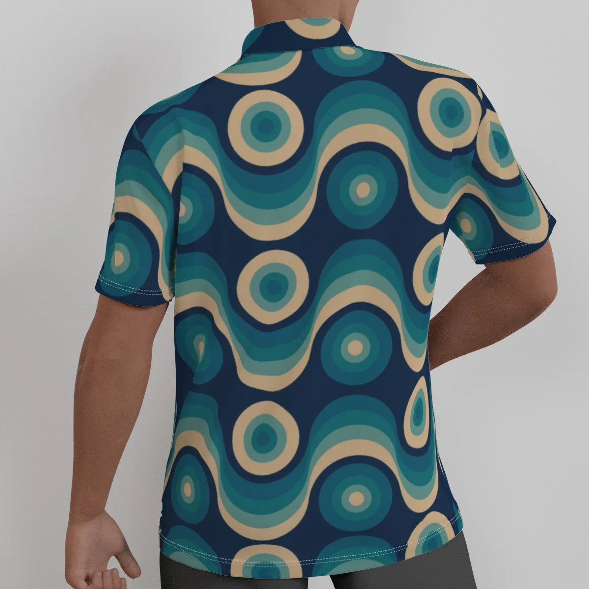 Retro Shirt Men, Retro Top Men, 60s Top Men, 60s style shirt, Blue Shirt Men, Geometric Shirt Men, Mid Century Top, 60s inspired Top