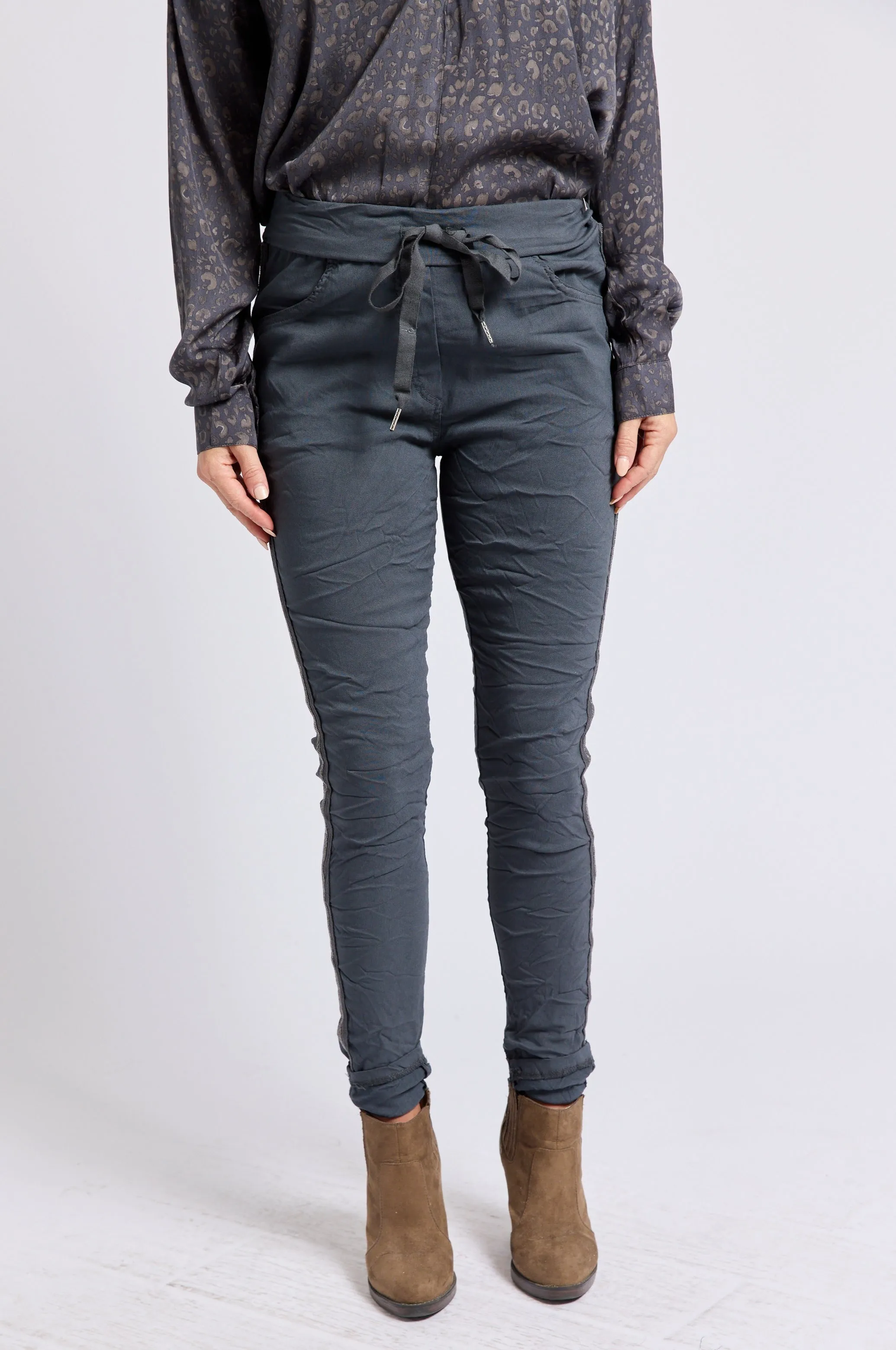 Rhinestone Super-Stretch Italian Pants Solid Colors
