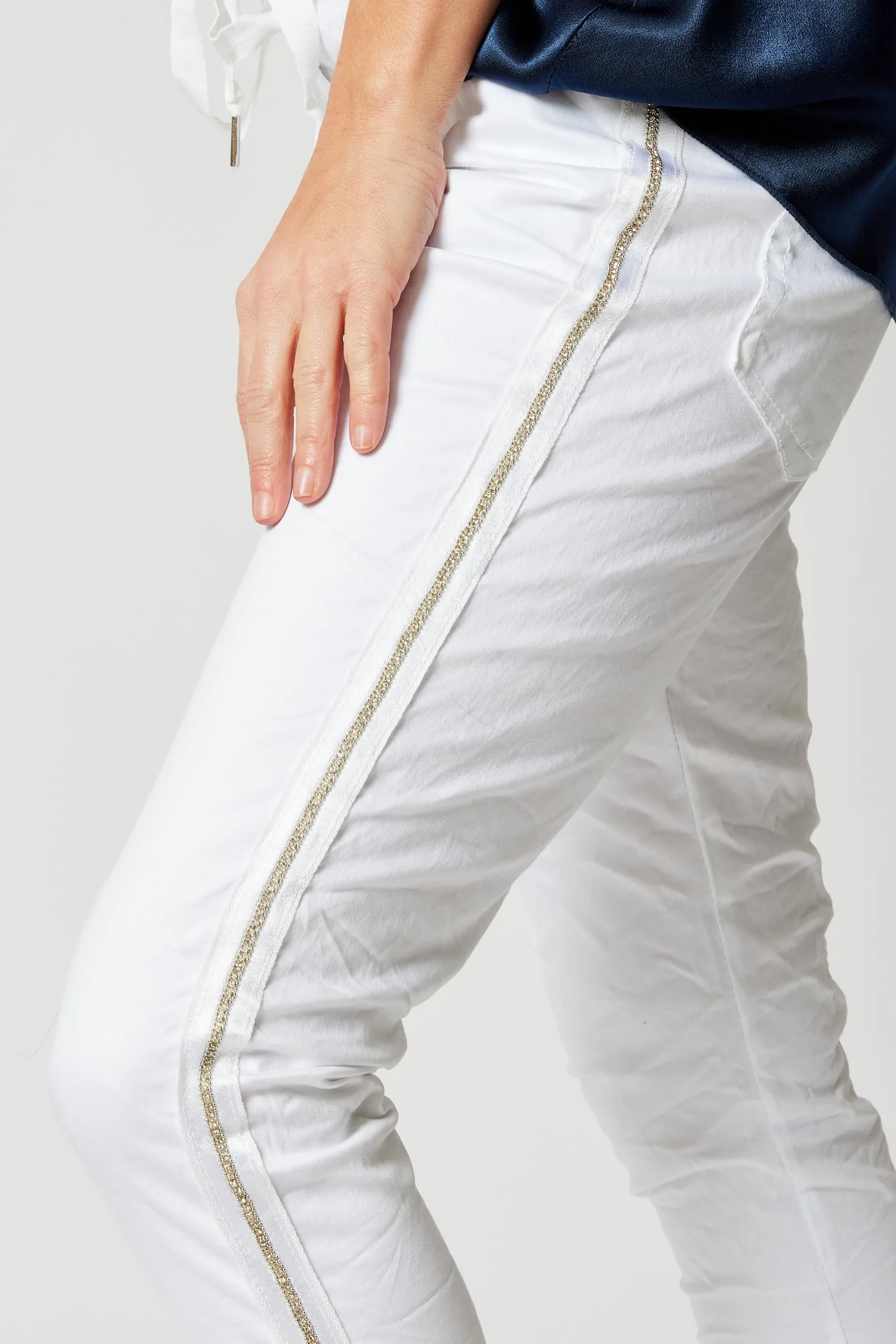 Rhinestone Super-Stretch Italian Pants Solid Colors