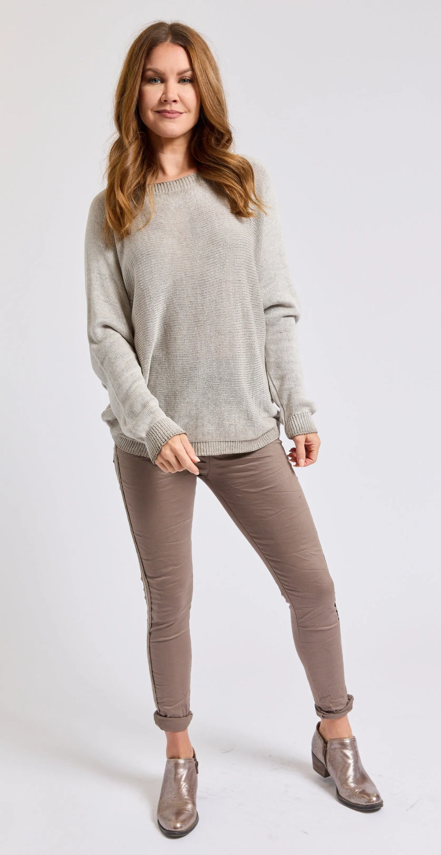 Rhinestone Super-Stretch Italian Pants Solid Colors