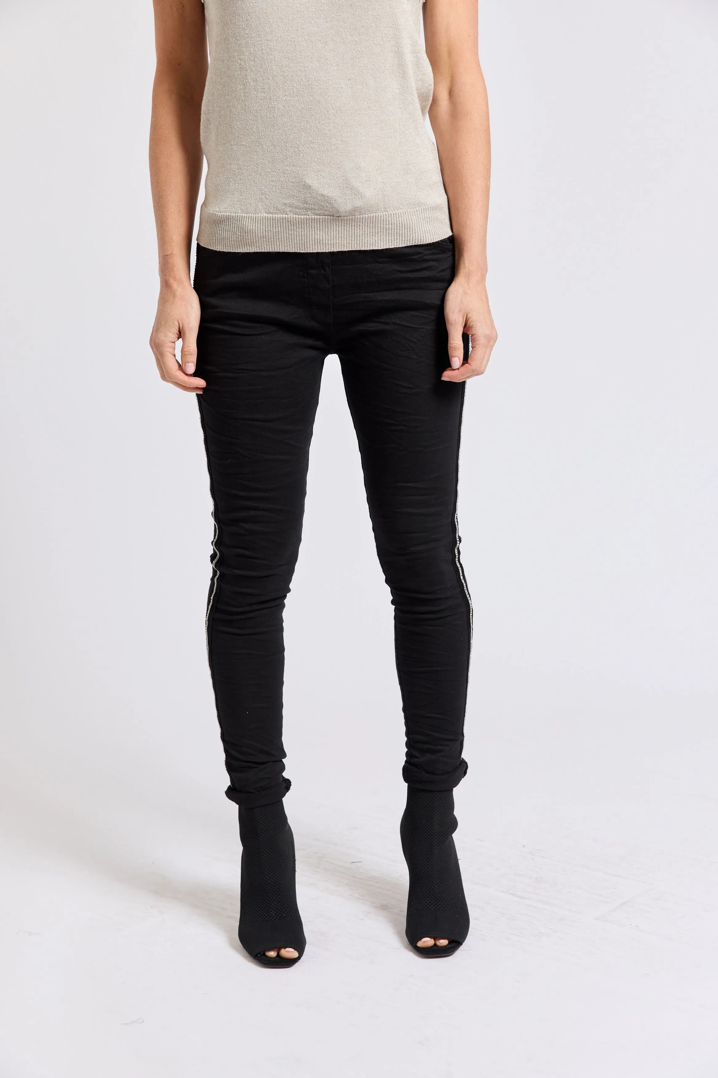 Rhinestone Super-Stretch Italian Pants Solid Colors