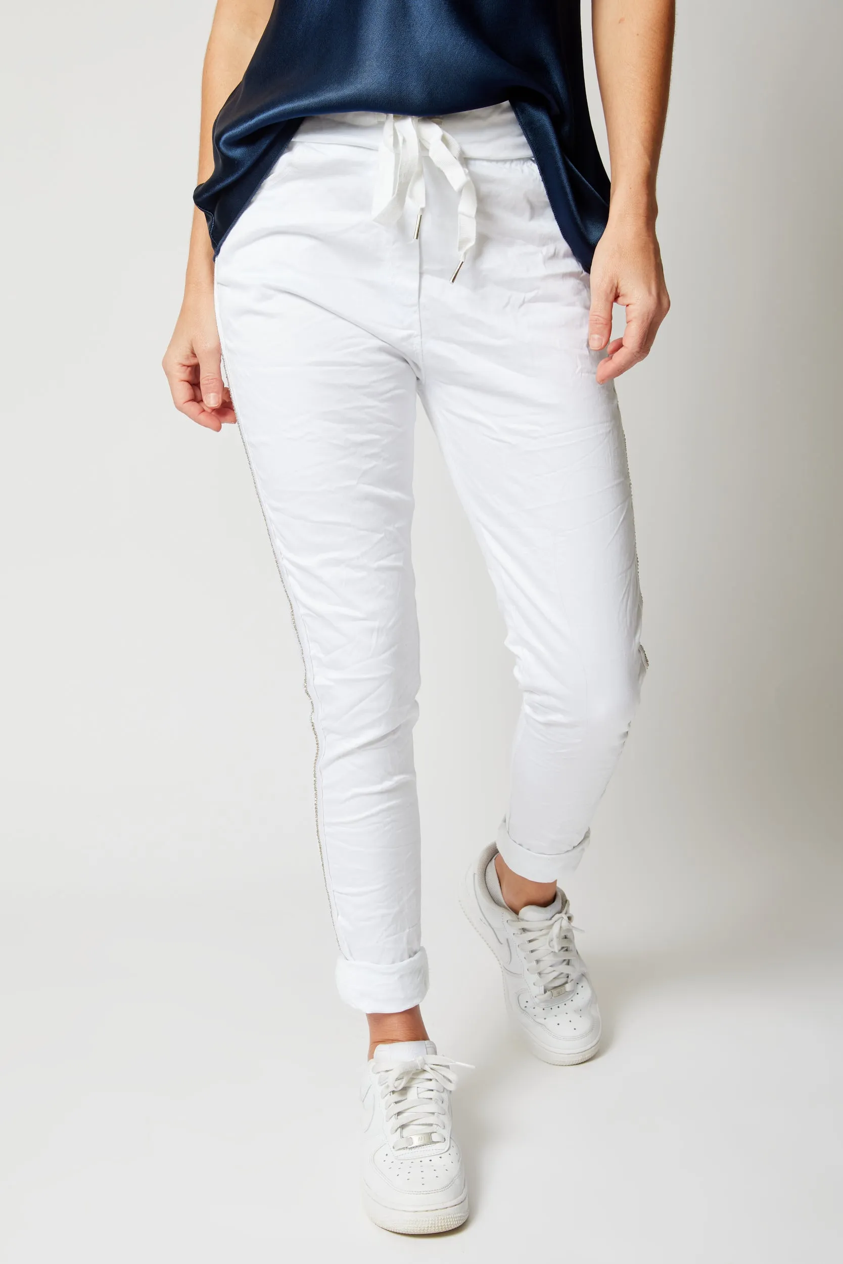 Rhinestone Super-Stretch Italian Pants Solid Colors