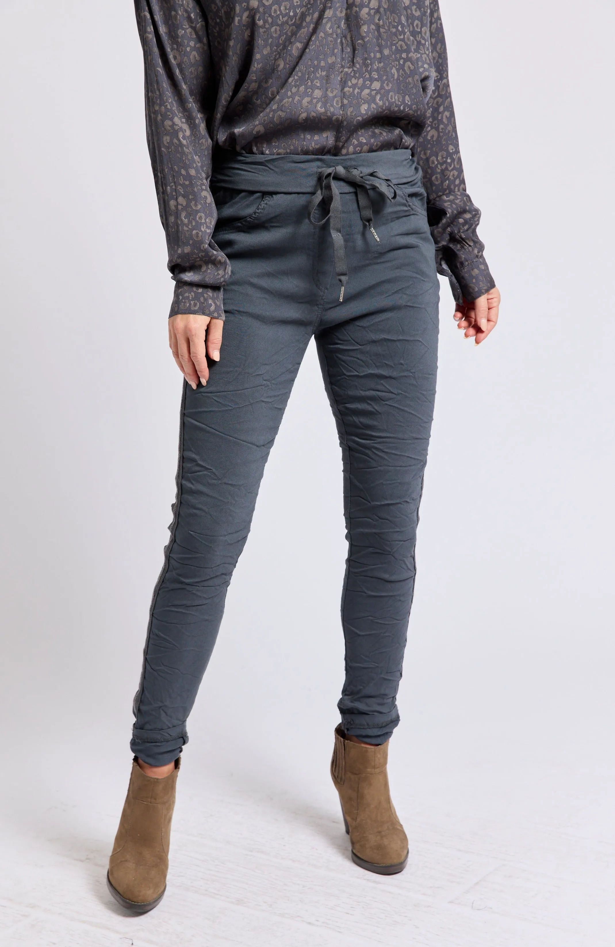 Rhinestone Super-Stretch Italian Pants Solid Colors