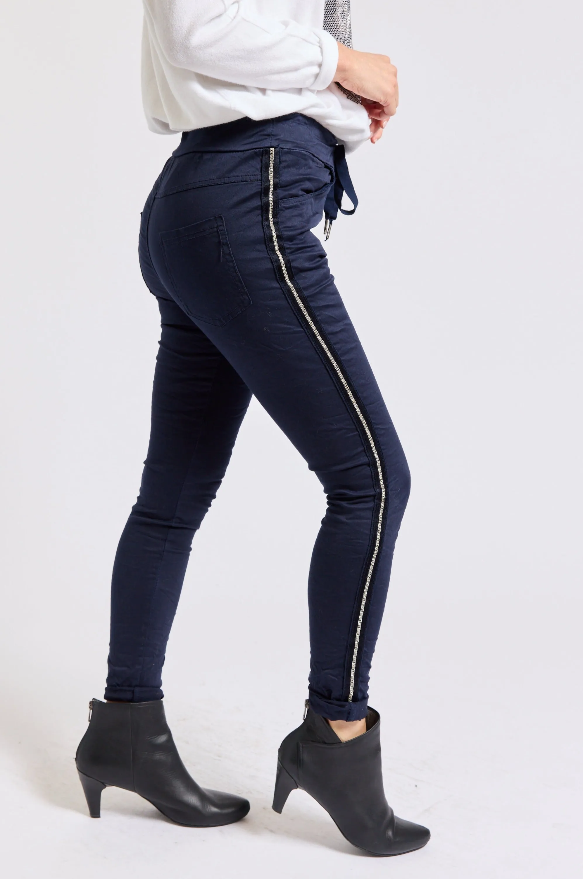 Rhinestone Super-Stretch Italian Pants Solid Colors