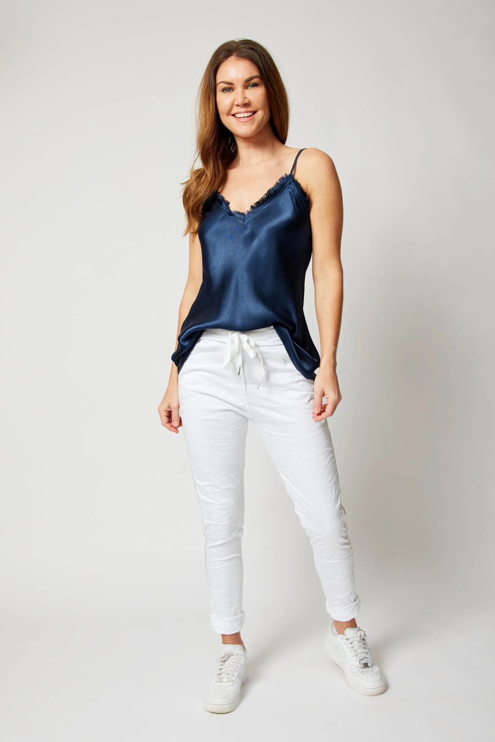 Rhinestone Super-Stretch Italian Pants Solid Colors