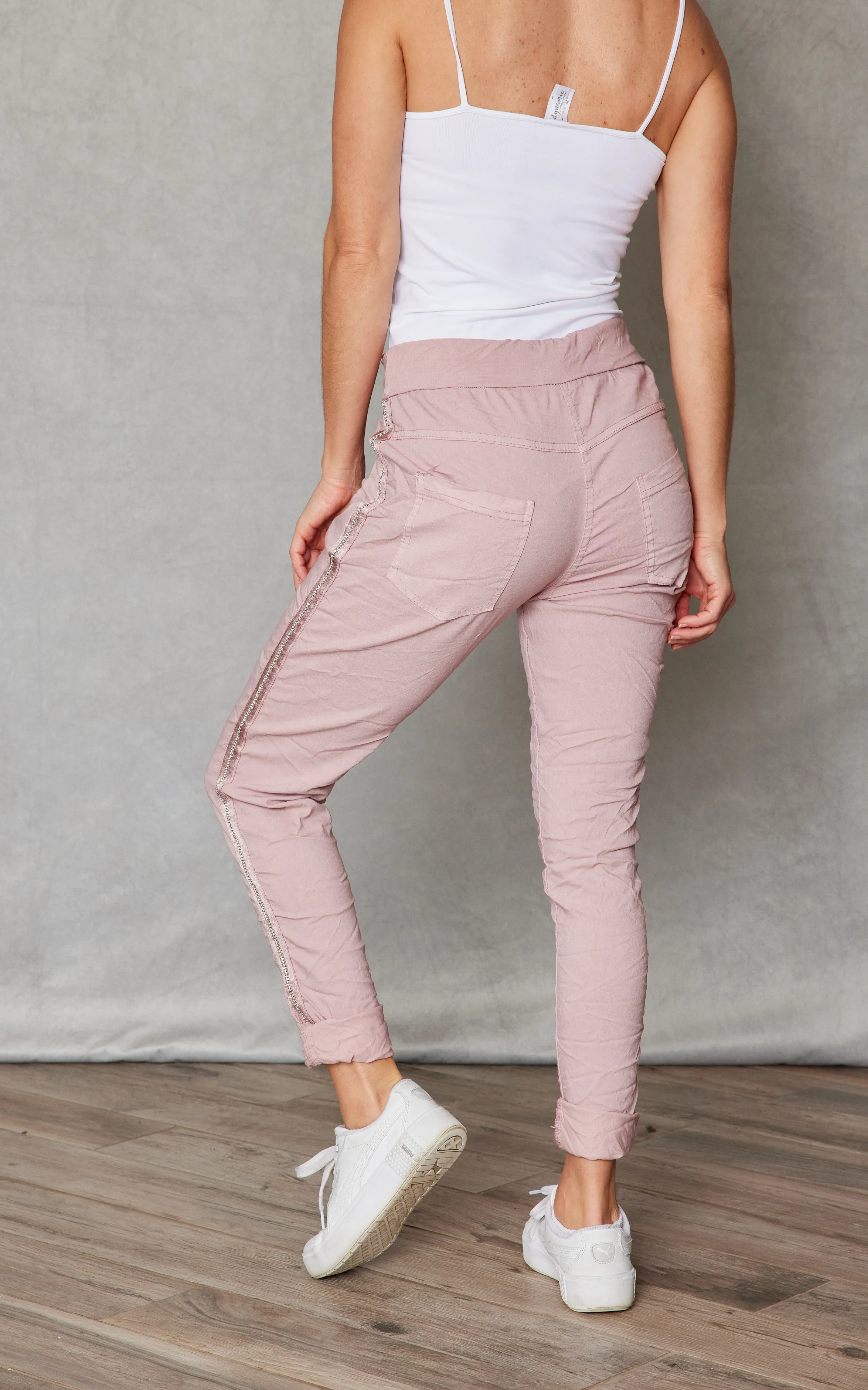 Rhinestone Super-Stretch Italian Pants Solid Colors