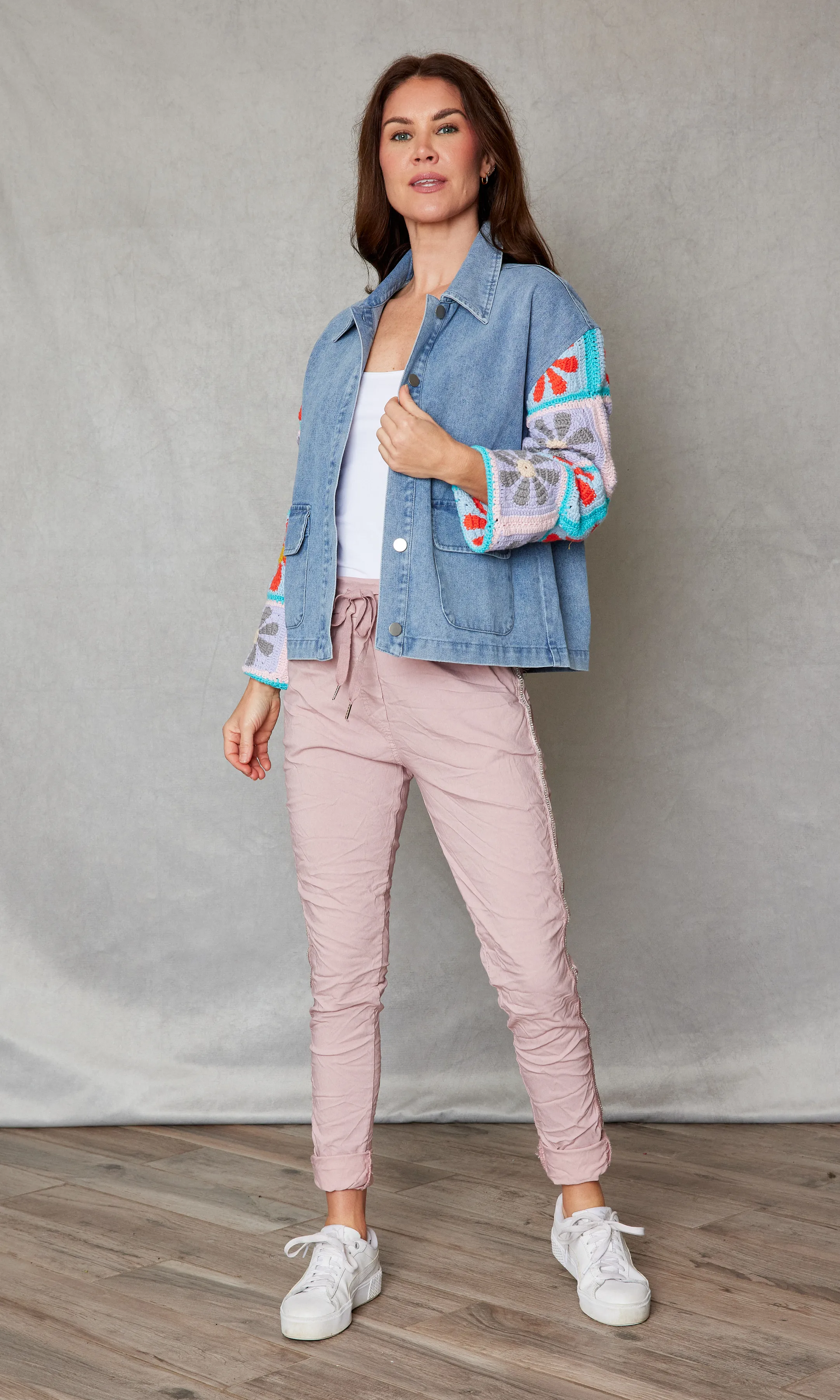 Rhinestone Super-Stretch Italian Pants Solid Colors