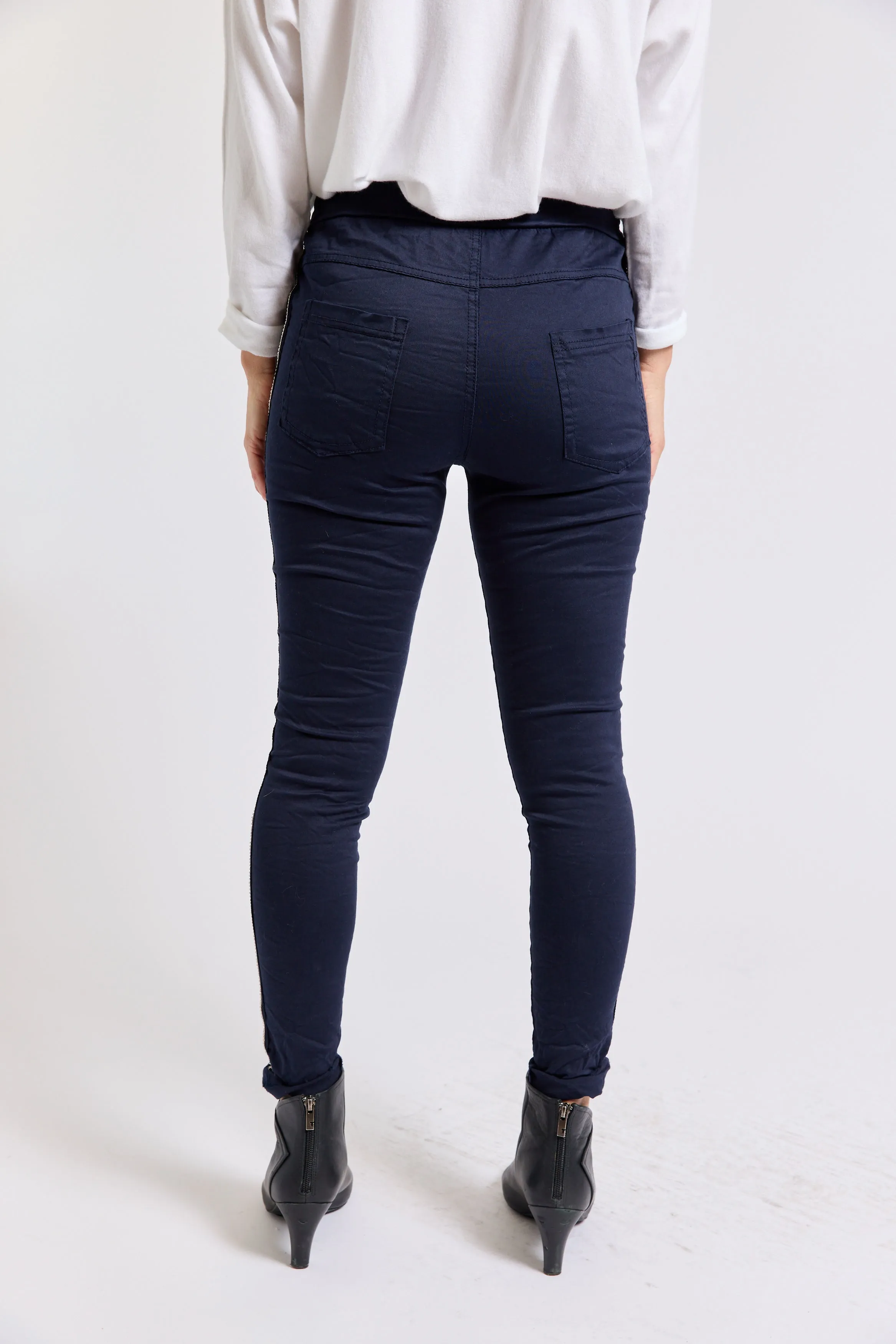 Rhinestone Super-Stretch Italian Pants Solid Colors