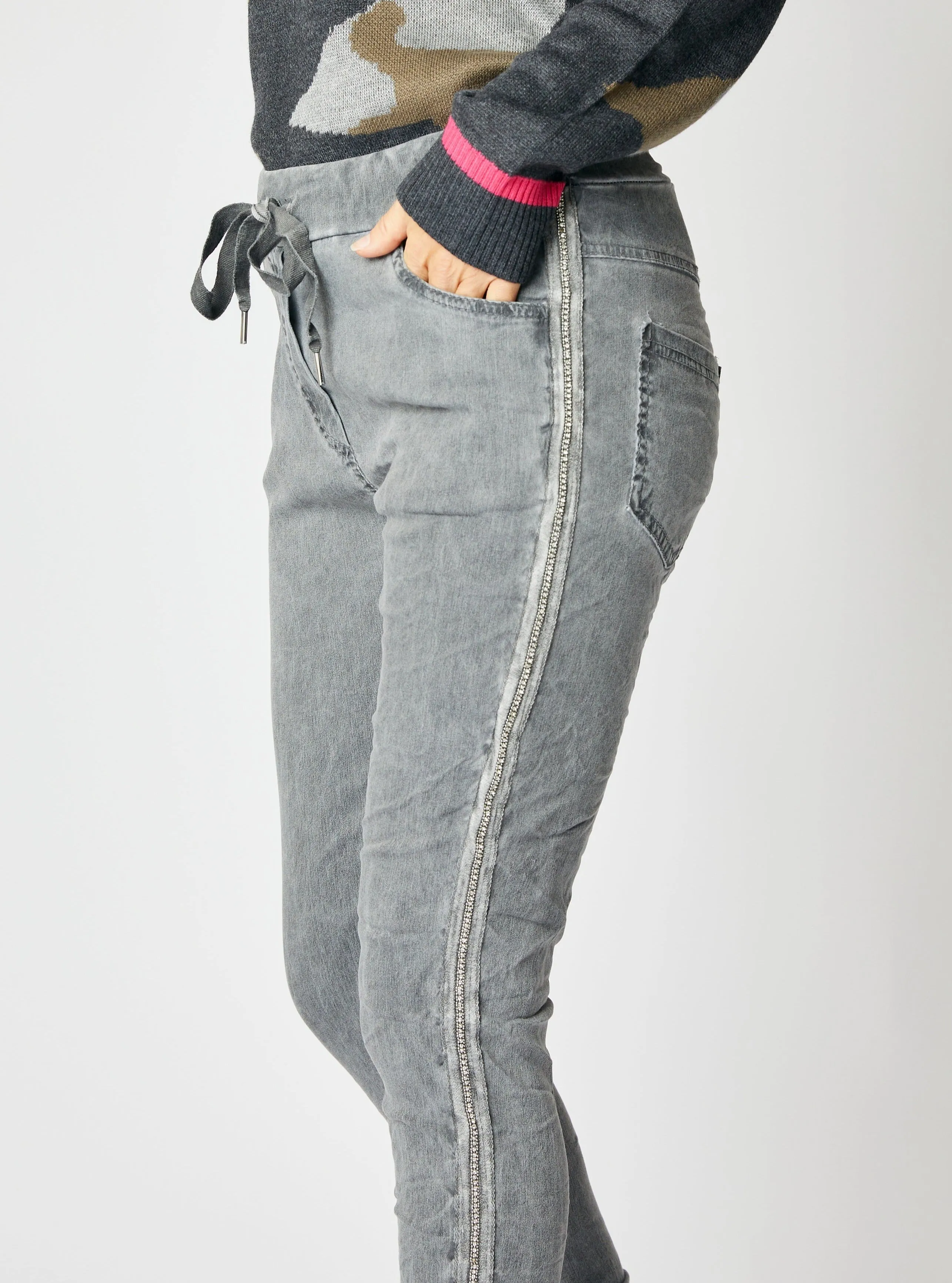 Rhinestone Super-Stretch Italian Pants Solid Colors
