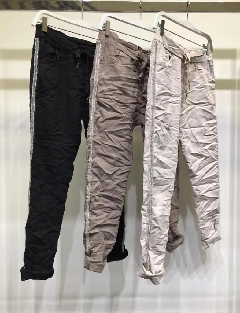Rhinestone Super-Stretch Italian Pants Solid Colors