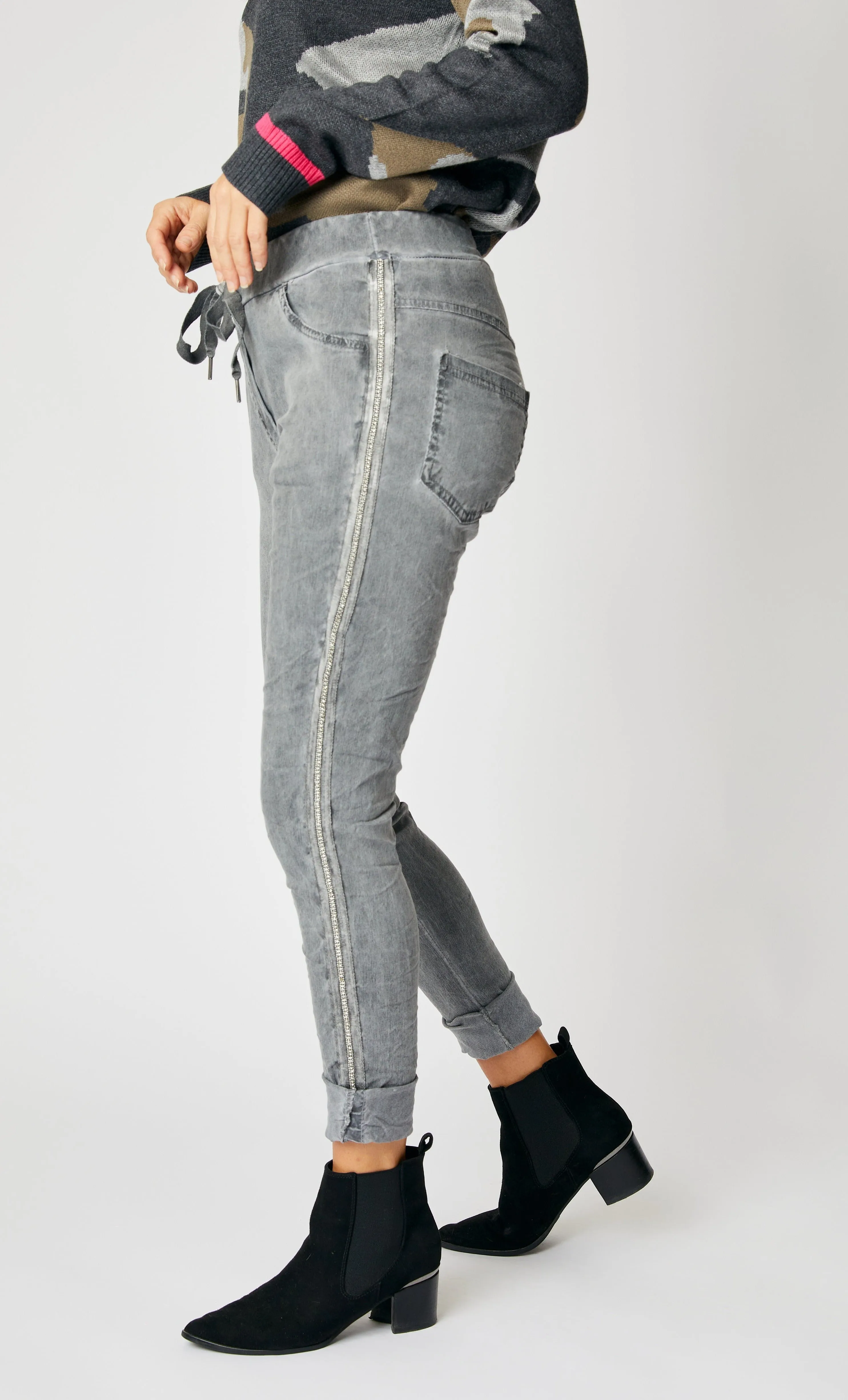 Rhinestone Super-Stretch Italian Pants Solid Colors