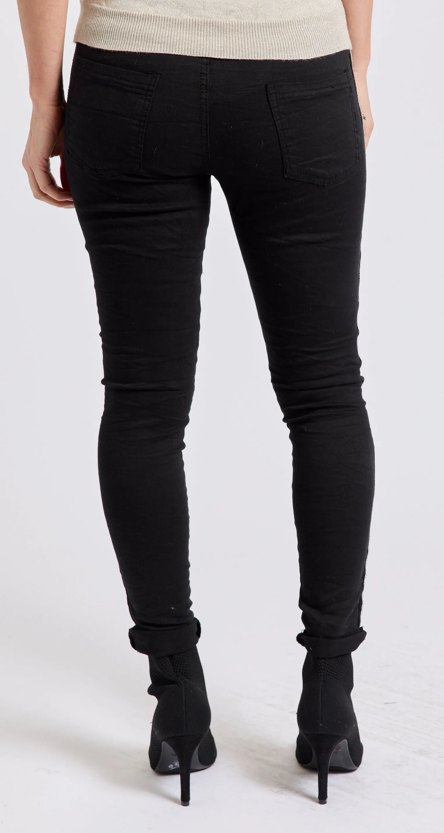 Rhinestone Super-Stretch Italian Pants Solid Colors
