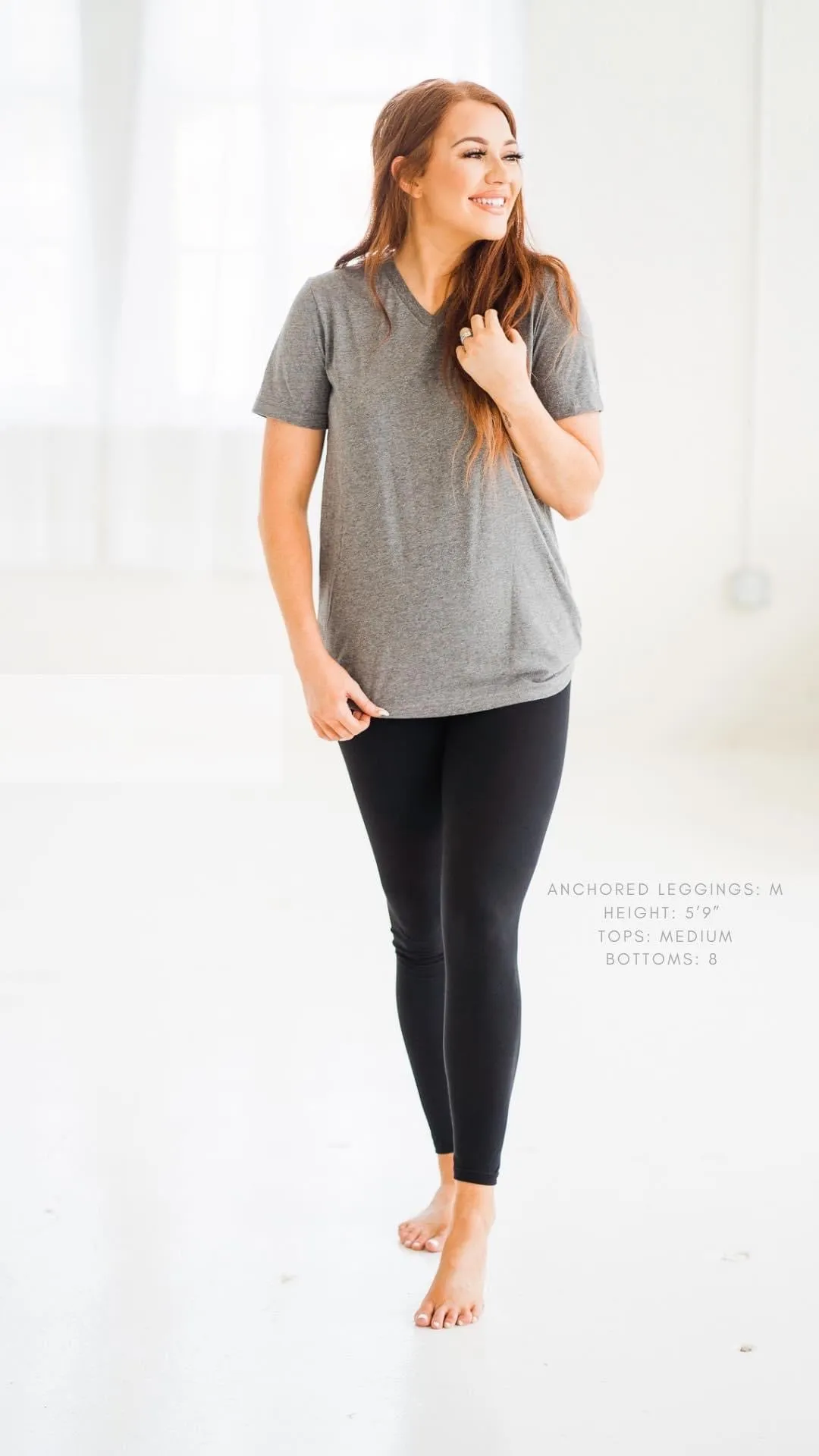 S, L & 3X ONLY Anchored Arrows Fleece Lined Full Length Black Leggings w/pockets