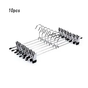SISHUINIANHUA ?10pcs Metal Pants Skirt Slack Hangers with 2-Adjustable Clips,