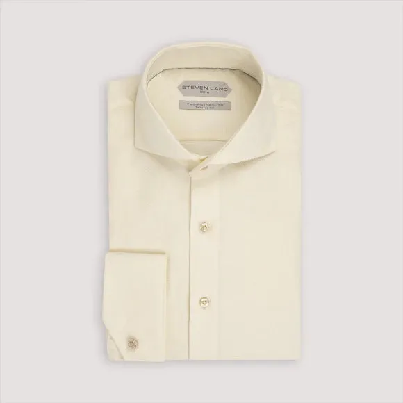 Steven Land Elite Mens Cream Cutaway Collar French Cuff Cotton Dress Shirt