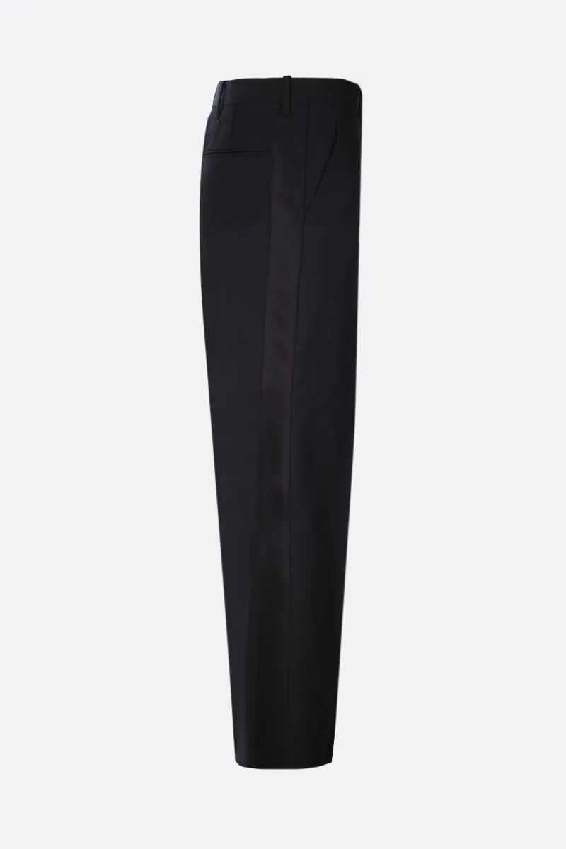 Striped Band Wool Blend Pants