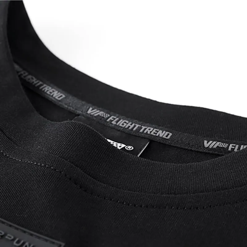 Tactical Patchwork T-Shirt for Men / Stylish O-Neck Reflective Striped Splicing T-Shirts
