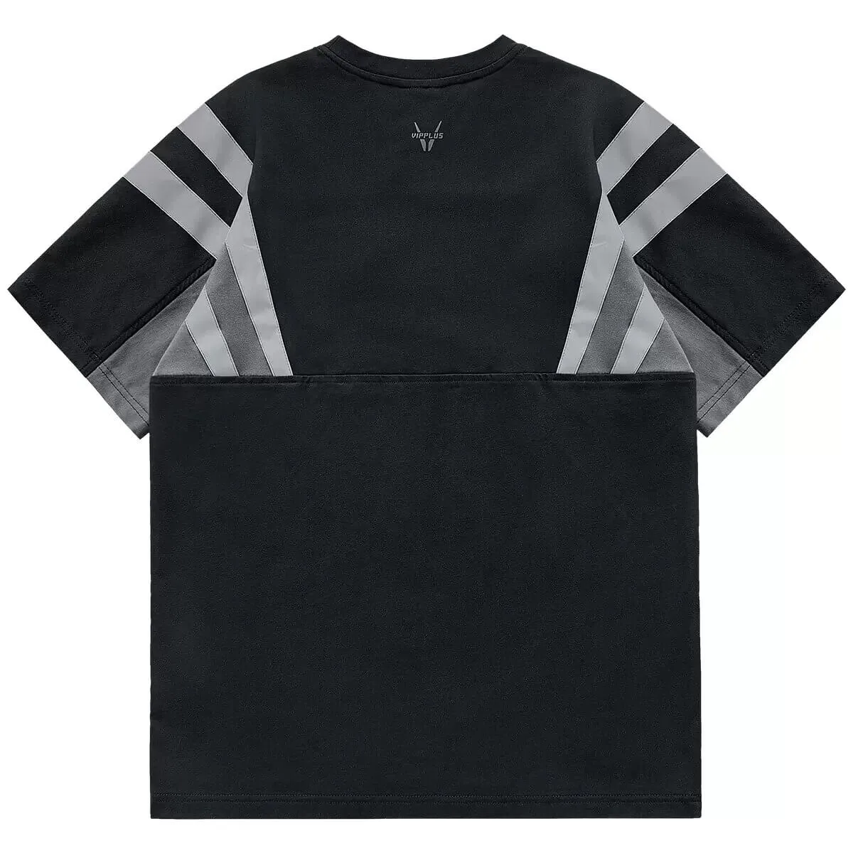 Tactical Patchwork T-Shirt for Men / Stylish O-Neck Reflective Striped Splicing T-Shirts